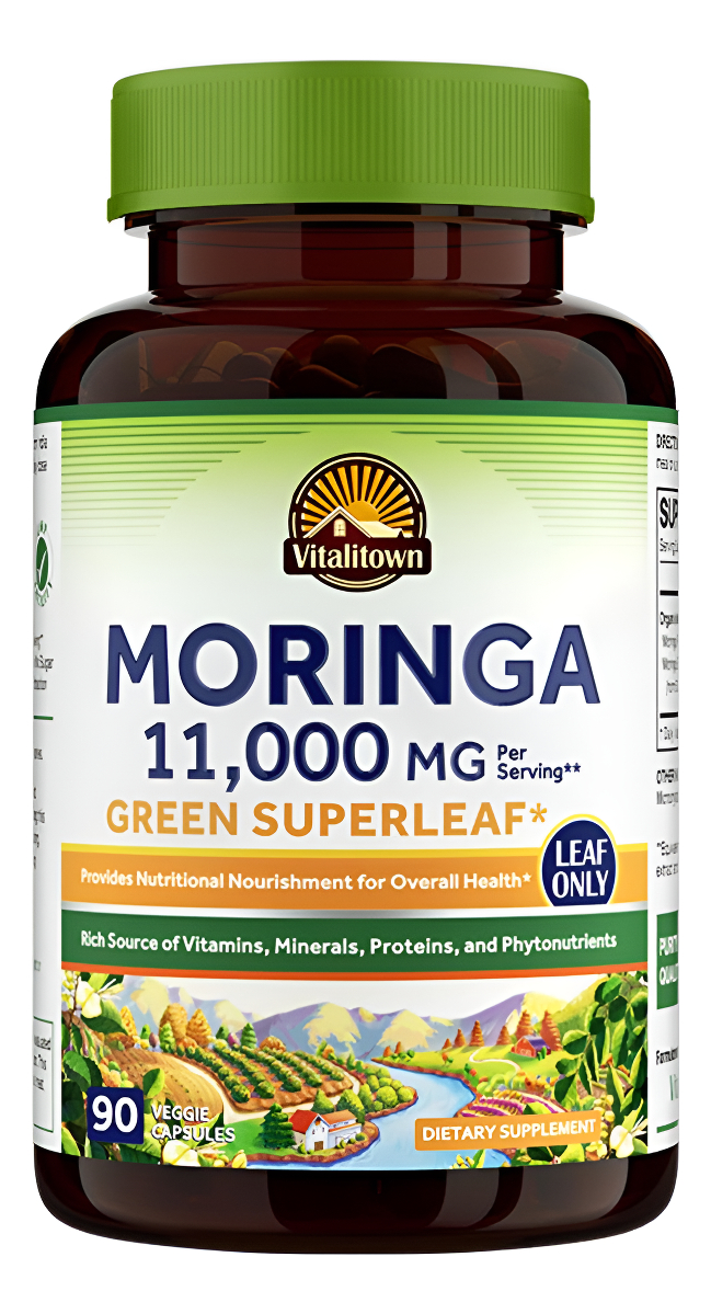 Vitalitown 90 Cápsulas De Moringa De 11,000 Mg, Suplemento Orgánico Con Base En Hoja Pulverizada
