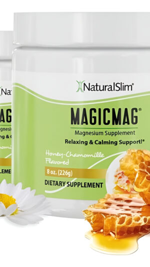 Naturalslim Suplemento De Citrato De Magnesio Puro Magic-mag Sabor Miel Y Manzanilla, Pack De 2