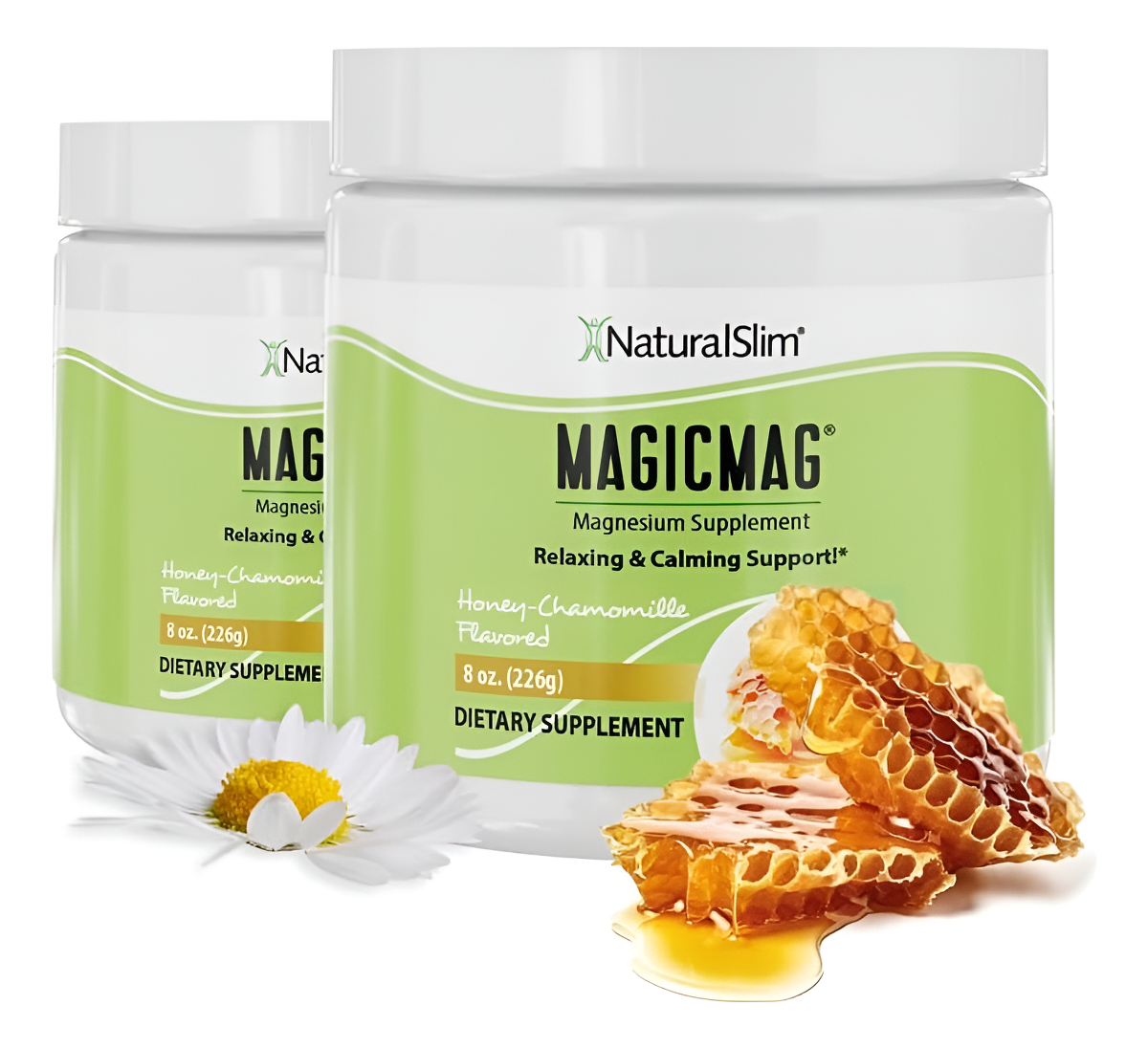 Naturalslim Suplemento De Citrato De Magnesio Puro Magic-mag Sabor Miel Y Manzanilla, Pack De 2