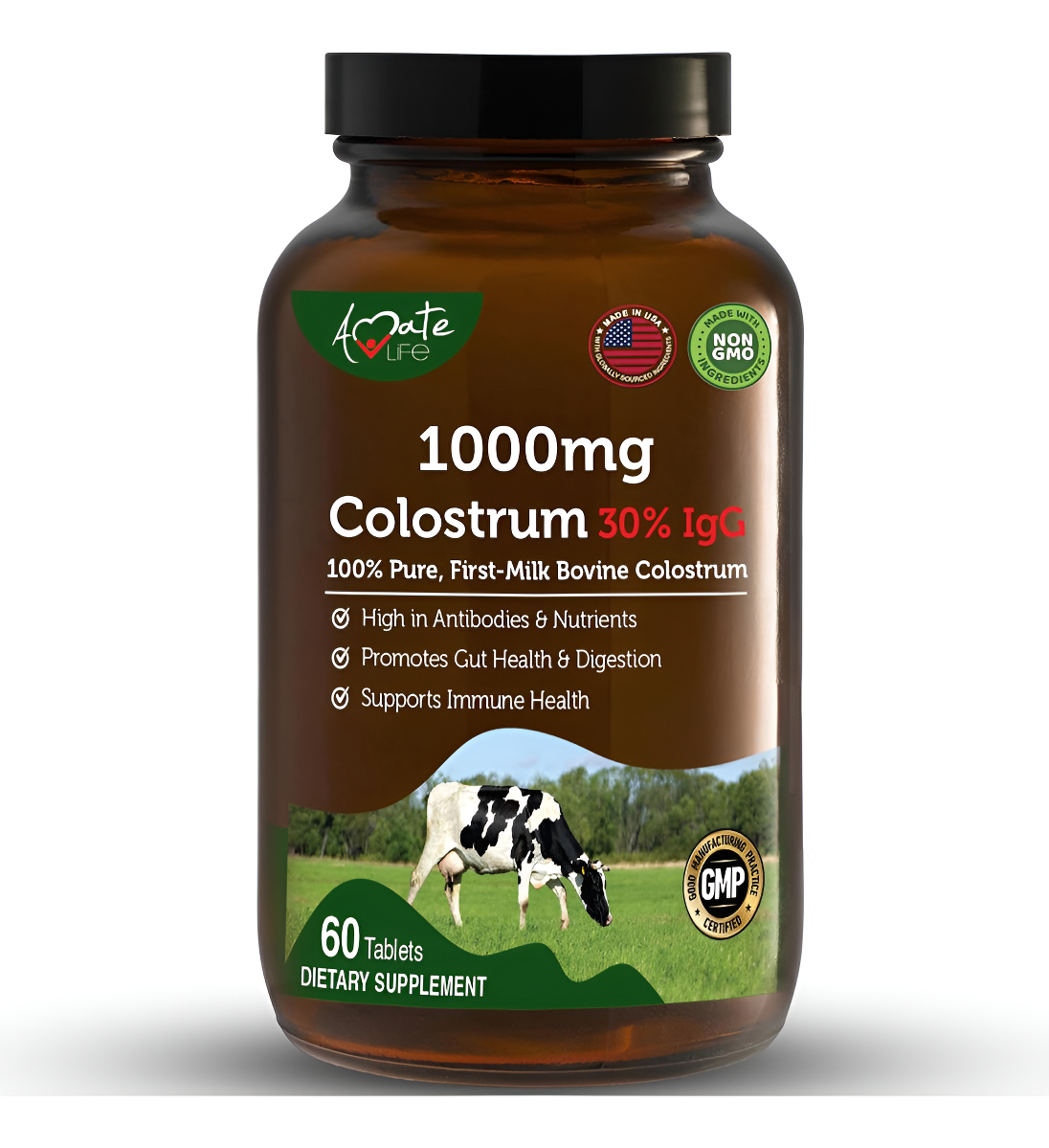 Colostrum Capsules 1000mg With Lactoferrin Supplement, Bovine Colostrum Supports Immune System, Gut Health & Respirator