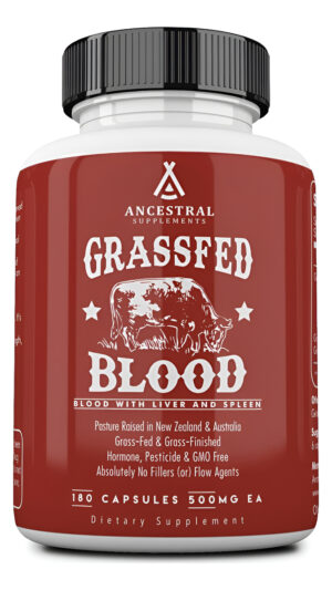 Ancestral Supplements Sangre De Bovino Alimentado Con Pasto, Formación De Glóbulos Rojos Y Blancos, 180 Cápsulas
