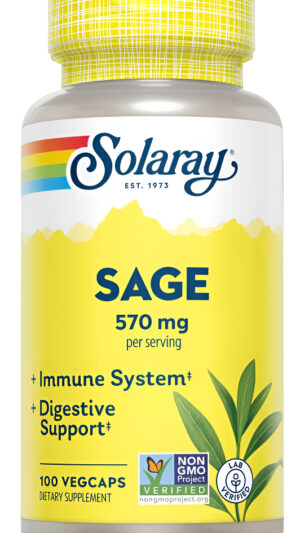 Solaray Hoja De Salvia | 570 Mg Por Porción | Olor Corporal Saludable Y Transpiración, Función Inmunológica Y Apoyo Del