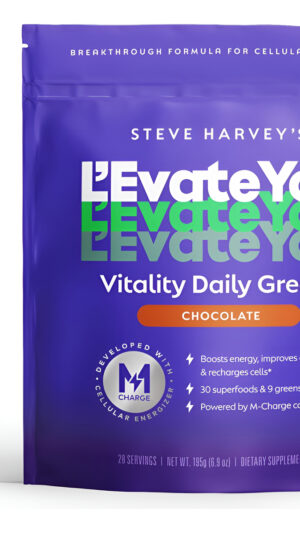 Steve Harvey's L'evate You Vitality Daily Greens En Polvo, Chocolate (28 Porciones), 30 Superalimentos, 9 Verduras, Par