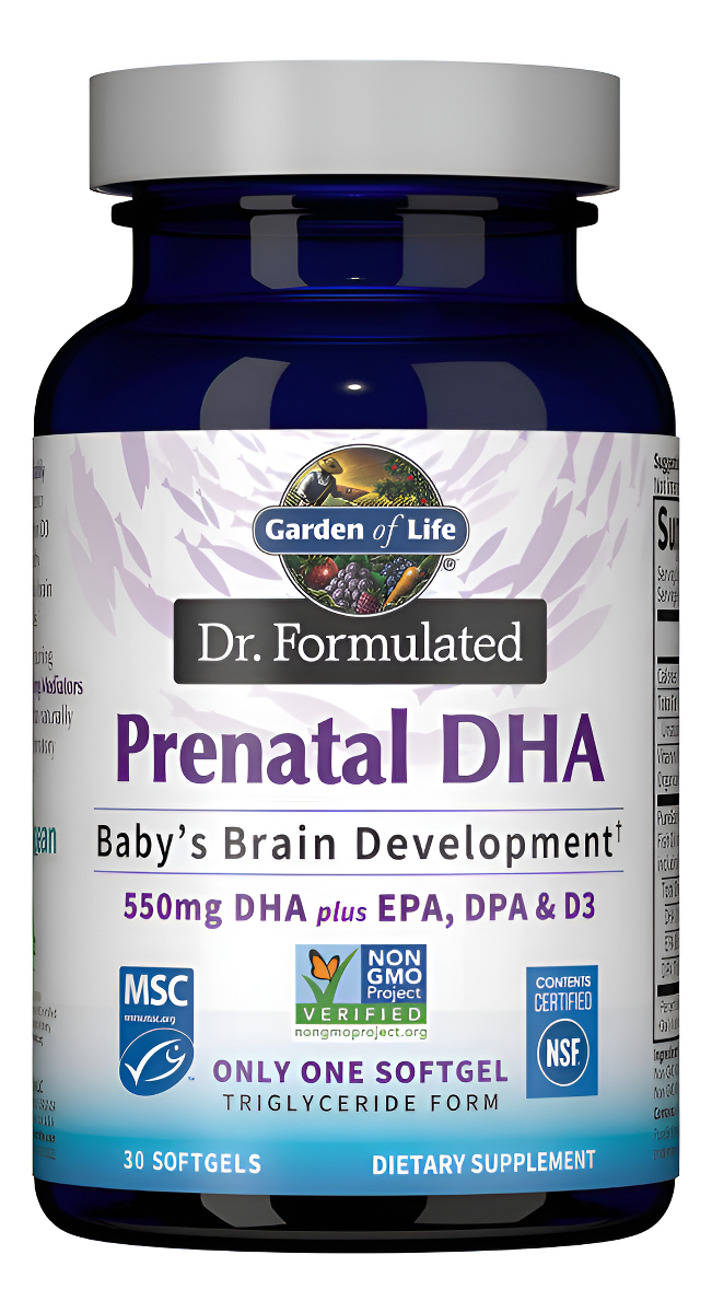 Garden Of Life Aceite De Pescado Prenatal Dha Formulado Por Dr. - 550 Mg De Dha Y Dpa En Forma De Triglicéridos 100%