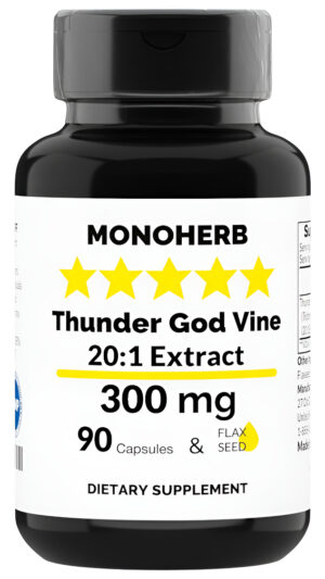 Thunder God Vine 300mg - Extracto De Raíz 20:1 - 90 Cápsulas Vegetarianas - Hecho En Estados Unidos