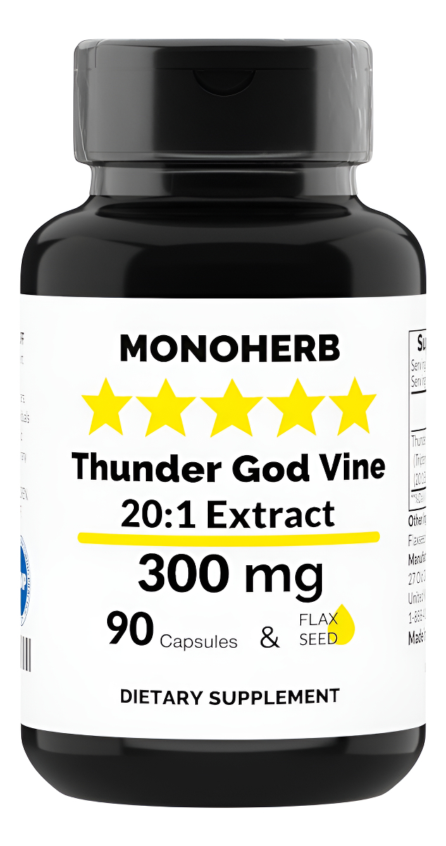 Thunder God Vine 300mg - Extracto De Raíz 20:1 - 90 Cápsulas Vegetarianas - Hecho En Estados Unidos