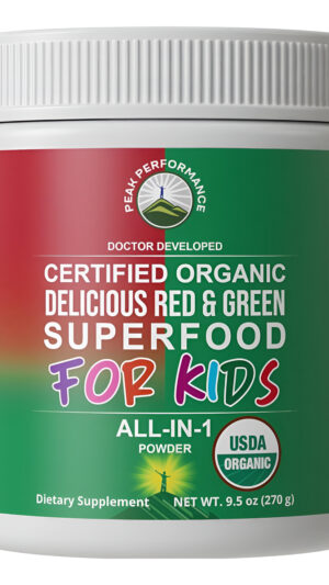 Peak Performance Suplemento Superalimento En Polvo Verde Y Rojo Para Niños Todo En Uno 270 G