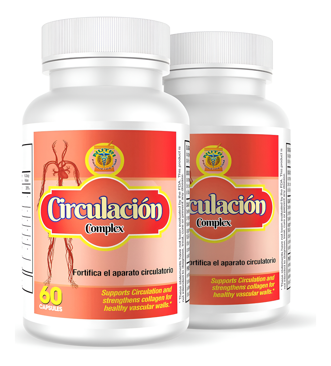 Complejo Circulacion, Capsulas Naturales Para La Circulacion.set De 2 Frascos.combate Varices,calambres,hinchazon De Pi