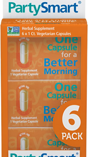 Himalaya Partysmart, Una Cápsula Para Una Mejor Mañana, Suministro De 6 Noches, Sin Omg, A Base De Plantas, 250 Mg, 6 C