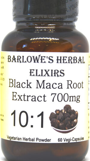 Barlowe's Herbal Elixirs Raíz De Maca Negra | Extracto 10:1 De Alta Potencia | 700 Mg | 60 Cápsulas Vegetales (vegano,