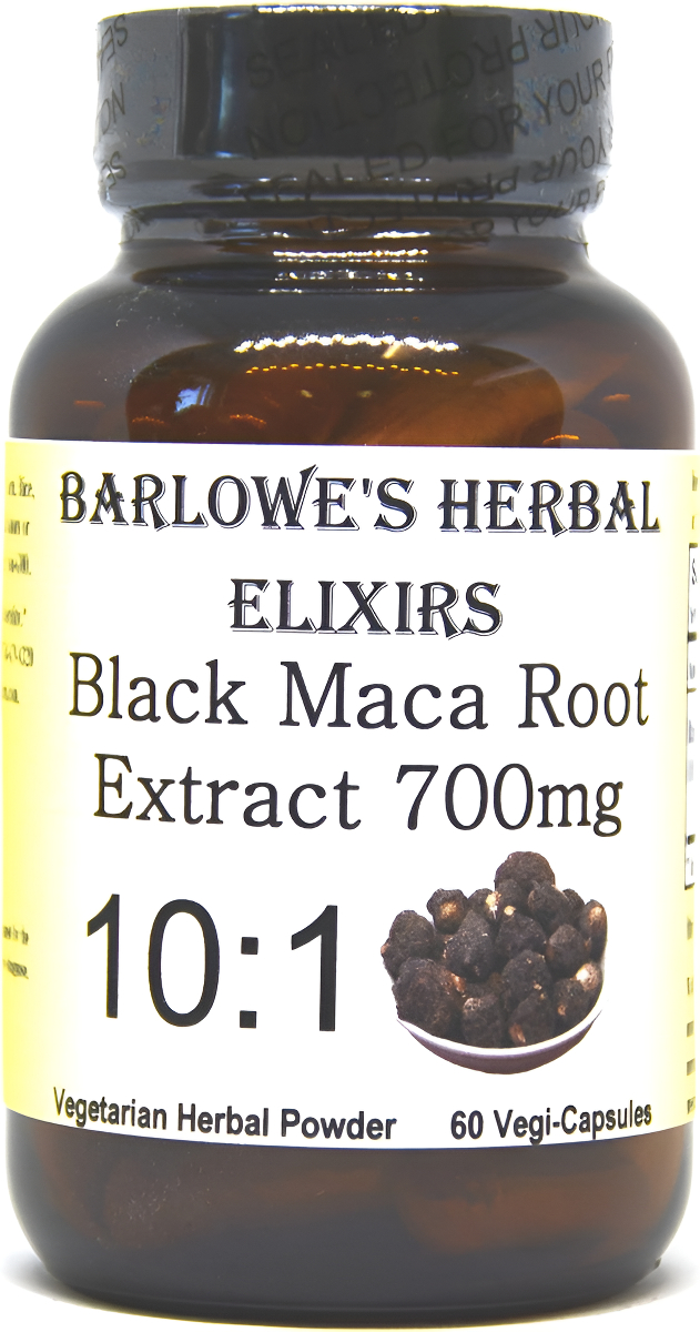 Barlowe's Herbal Elixirs Raíz De Maca Negra | Extracto 10:1 De Alta Potencia | 700 Mg | 60 Cápsulas Vegetales (vegano,