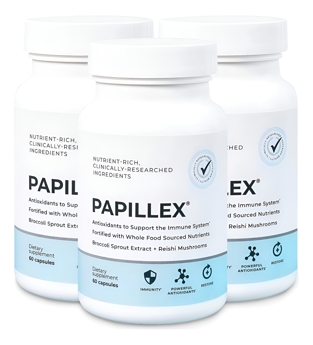 Papillex Suplemento Dietético Totalmente Natural, Mejor Refuerzo Del Sistema Inmunológico, 60 Cápsulas (paquete De 3)