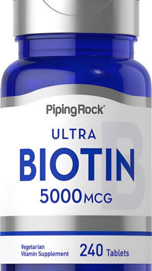 Piping Rock Biotin 5000mcg | 240 Tabletas | Suplemento Vitamínico De Belleza | Vegetariano, Sin Omg, Sin Gluten