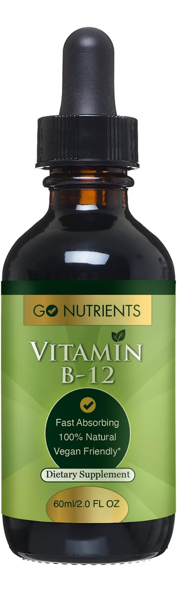 Go Nutrients Gotas De Vitamina B12 Líquida Sublingual (metilcobalamina), Vegana, 2 Onzas