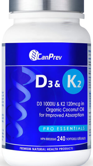 Canprev D3 Y K2 - D3 1000iu Y K2 120cg En Aceite De Coco Orgánico, 240 Cápsulas Blandas