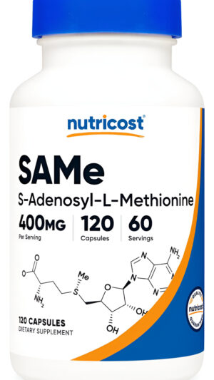 Nutricost Sam-e (s-adenosil-l-metionina) 400 Mg Por Porción, 60 Porciones, 200 Mg Por Cápsula, 120 Cápsulas  Sin Omg,