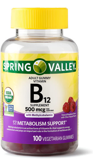 Spring Valley 100 Gomitas De Vitamina B12 Para Adultos, Apoyo Al Metabolismo