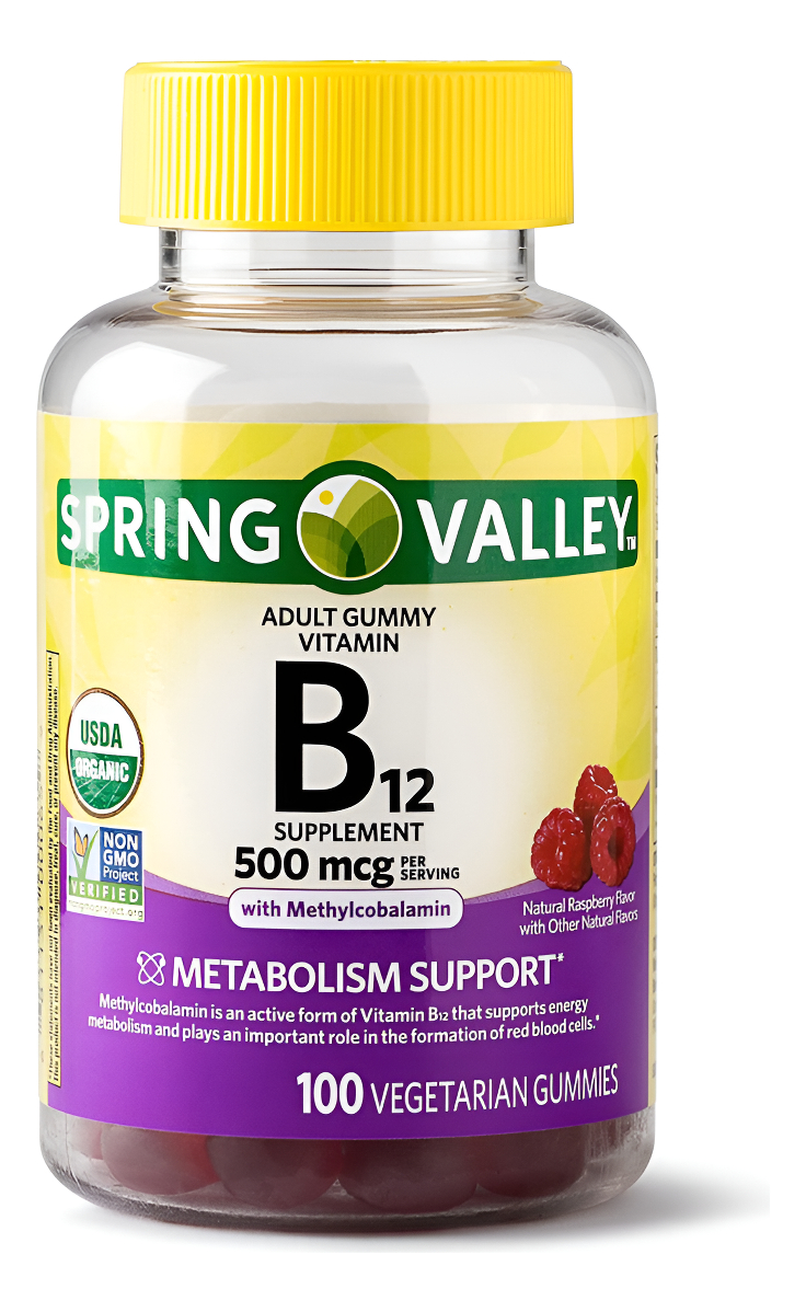 Spring Valley 100 Gomitas De Vitamina B12 Para Adultos, Apoyo Al Metabolismo