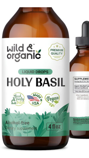 Tintura De Albahaca Sagrada  Extracto Líquido Orgánico De Hoja De Albahaca Sagrada  Suplemento De Gotas Veganas Sin A