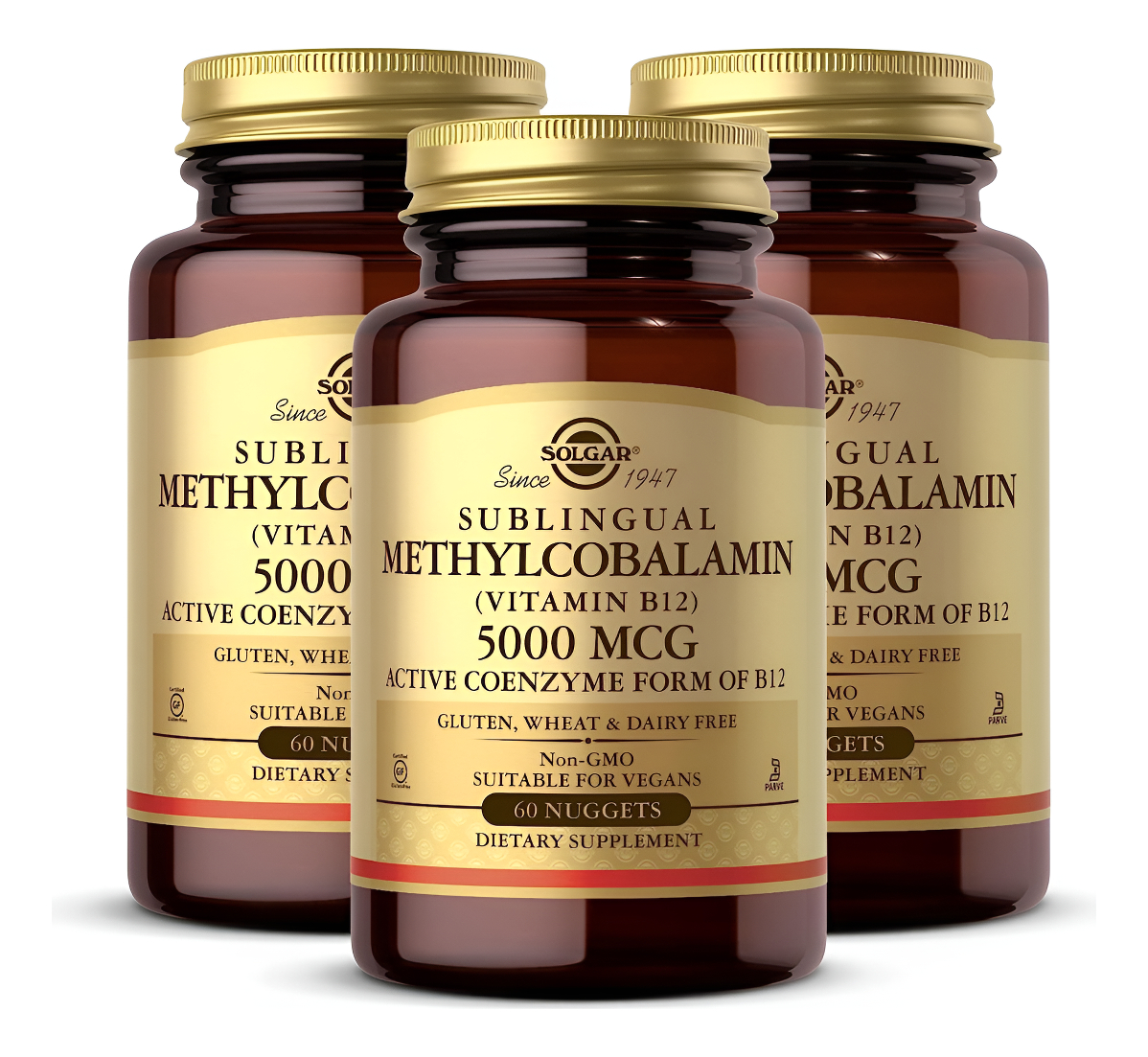 Solgar Metilcobalamina (vitamina B12) 5000 Mcg - 60 Pepitas, Paquete De 3