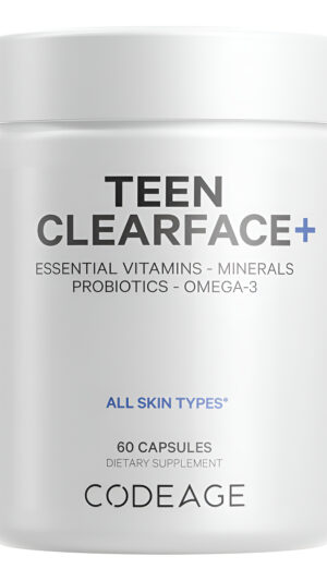 Codeage Adolescente Clearface - Cara Para Adolescentes, Piel Y Espinillas, Vitaminas A, C, D3, E, Ácido Pantoténico, Ni