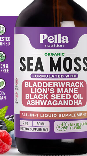 Suplemento Líquido De Musgo Marino Y Ashwagandha - Infundido Con Melena De León, Aceite De Semilla Negra Y Vejiga