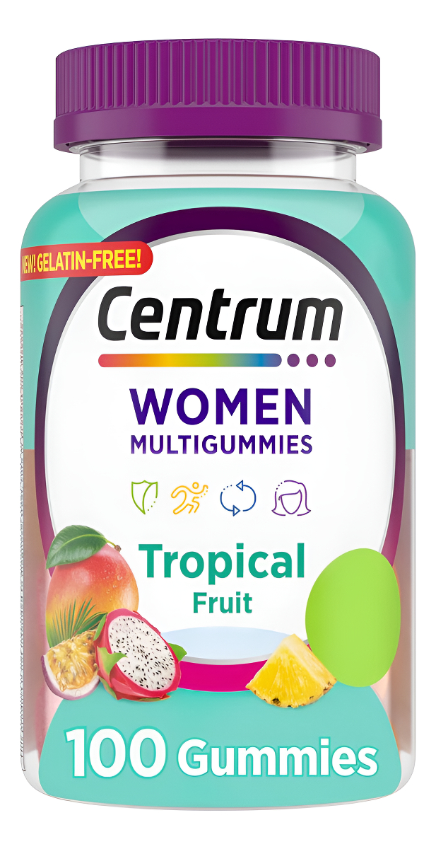 Centrum 100 Gomitas Multivitamínicas Para Mujer, Hechas De Sabores Naturales, Suministro Para 50 Días