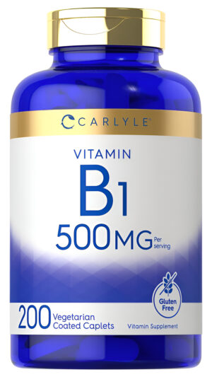 Carlyle Vitamina B1 500mg (tiamina) | 200 Cápsulas Vegetarianas | Suplemento Sin Omg Y Sin Gluten
