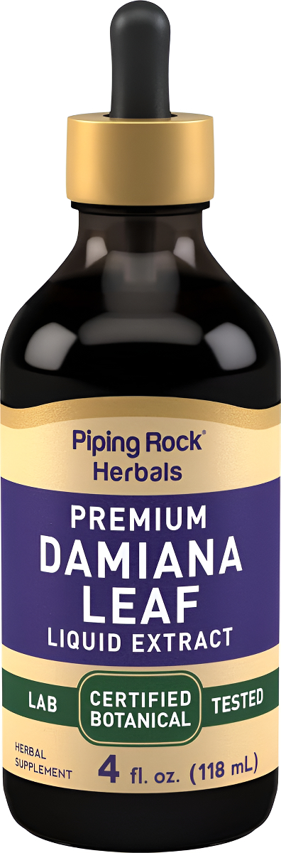 Piping Rock Tintura De Hoja De Damiana | 4 Onzas Líquidas | Gotas De Extracto Líquido De Hierbas | Suplemento Botánico