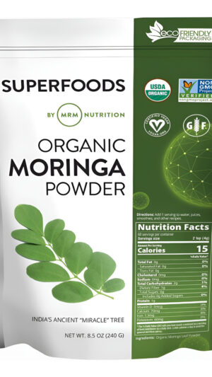 Mrm Nutrición Moringa En Polvo | Superalimentos | Salud Digestiva | Alto En Fibra | Antioxidante | 60 Porciones