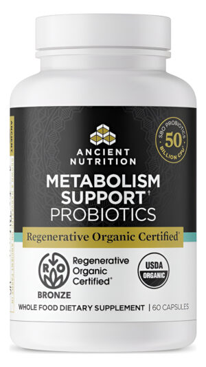 Ancient Nutrition Probióticos Regenerativos Orgánicos Certificados Para El Apoyo Del Metabolismo, 60 Cápsulas