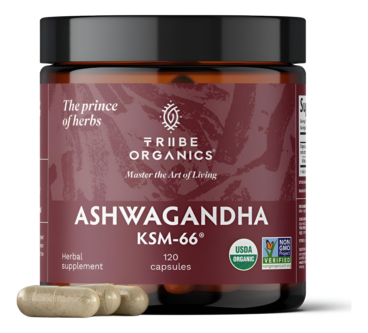 Tribe Organics Ashwagandha Ksm 66 - Suplemento Ayurvédico De Extracto De Raíz Orgánica Pura - Enfoque, Apoyo Al Estado