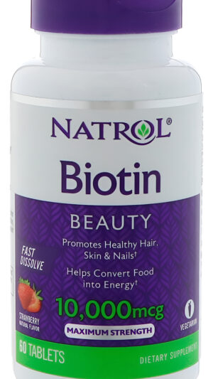 Natrol Biotina A Beauty 10000 Mcg 60 Tabletas De Fácil Disolución, Apoya Para Cabello Saludable