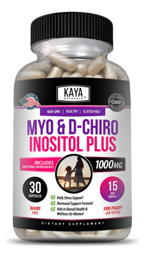 Kaya Naturals Myo & D-chiro Inositol Plus Apoyo Para Mujeres, Vitamina B8, 30 Cápsulas