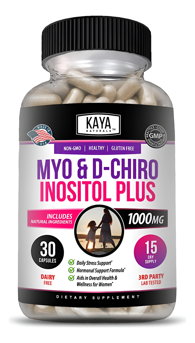 Kaya Naturals Myo & D-chiro Inositol Plus Apoyo Para Mujeres, Vitamina B8, 30 Cápsulas