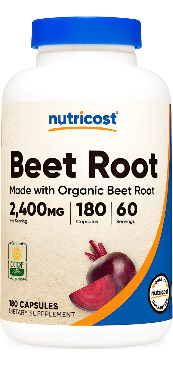 Nutricost Raíz De Remolacha 2400 Mg, 180 Cápsulas Certificado Ccof Fabricado Con Raíz De Remolacha Orgánica, Superali