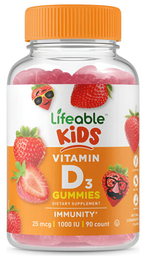 Vitamina D Para Niños De Lifeable, 1000 Ui: Suplemento Gomoso Natural De Gran Sabor, Sin Gluten, Vegetariano, Masticable
