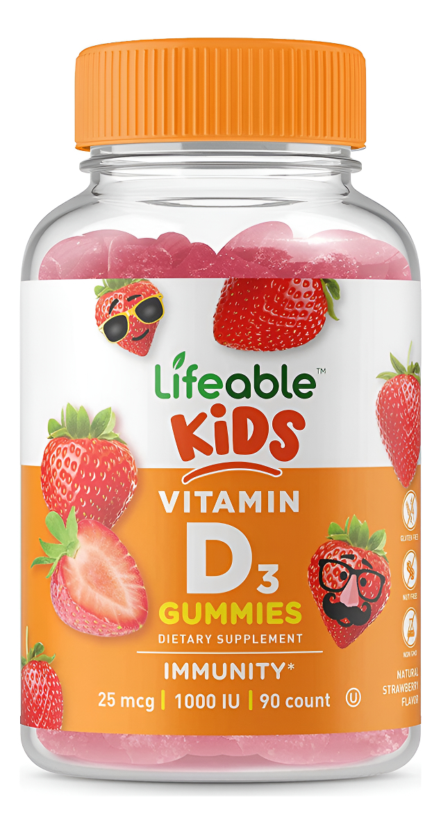 Vitamina D Para Niños De Lifeable, 1000 Ui: Suplemento Gomoso Natural De Gran Sabor, Sin Gluten, Vegetariano, Masticable
