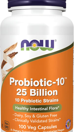 Now Foods Probiotic-10 25 Millones 10 Cepas De Probióticos, 100 Cápsulas Veganas