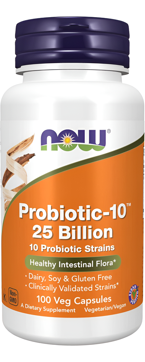 Now Foods Probiotic-10 25 Millones 10 Cepas De Probióticos, 100 Cápsulas Veganas