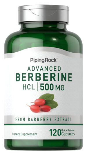 Piping Rock Berberina Hcl 500mg | 120 Cápsulas | Suplemento De Extracto De Agracejo | Sin Omg, Sin Gluten
