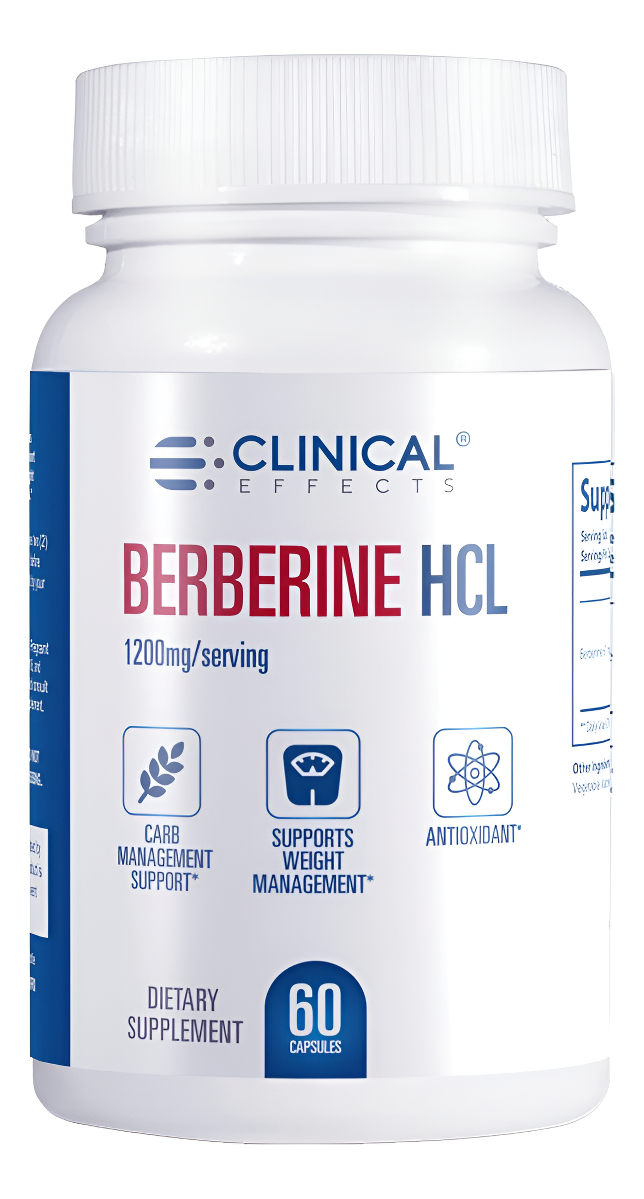 Clinical Effects Berberina Hcl - Berberina Pura 1200 Mg - Soporte Hepático - Suplemento Vegano - 60 Cápsulas Vegetales