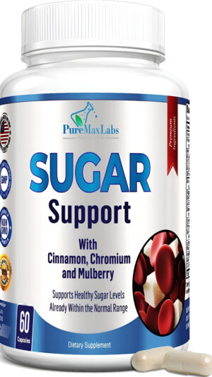 Suplemento De Apoyo De Azúcar Con Canela, Cromo, Mora, Ácido Alfa Lipoico  20 Hierbas Y Vitaminas  Sin Omg, 60 Cápsul