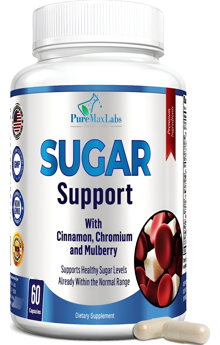Suplemento De Apoyo De Azúcar Con Canela, Cromo, Mora, Ácido Alfa Lipoico 20 Hierbas Y Vitaminas Sin Omg, 60 Cápsul