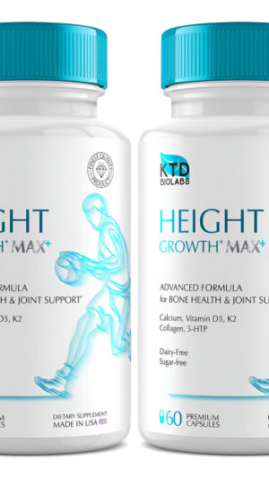 Paquete De 2 Vitaminas Naturales Para Adolescentes De Crecimiento De Altura Max+, Fabricadas En Estados Unidos, Píldora