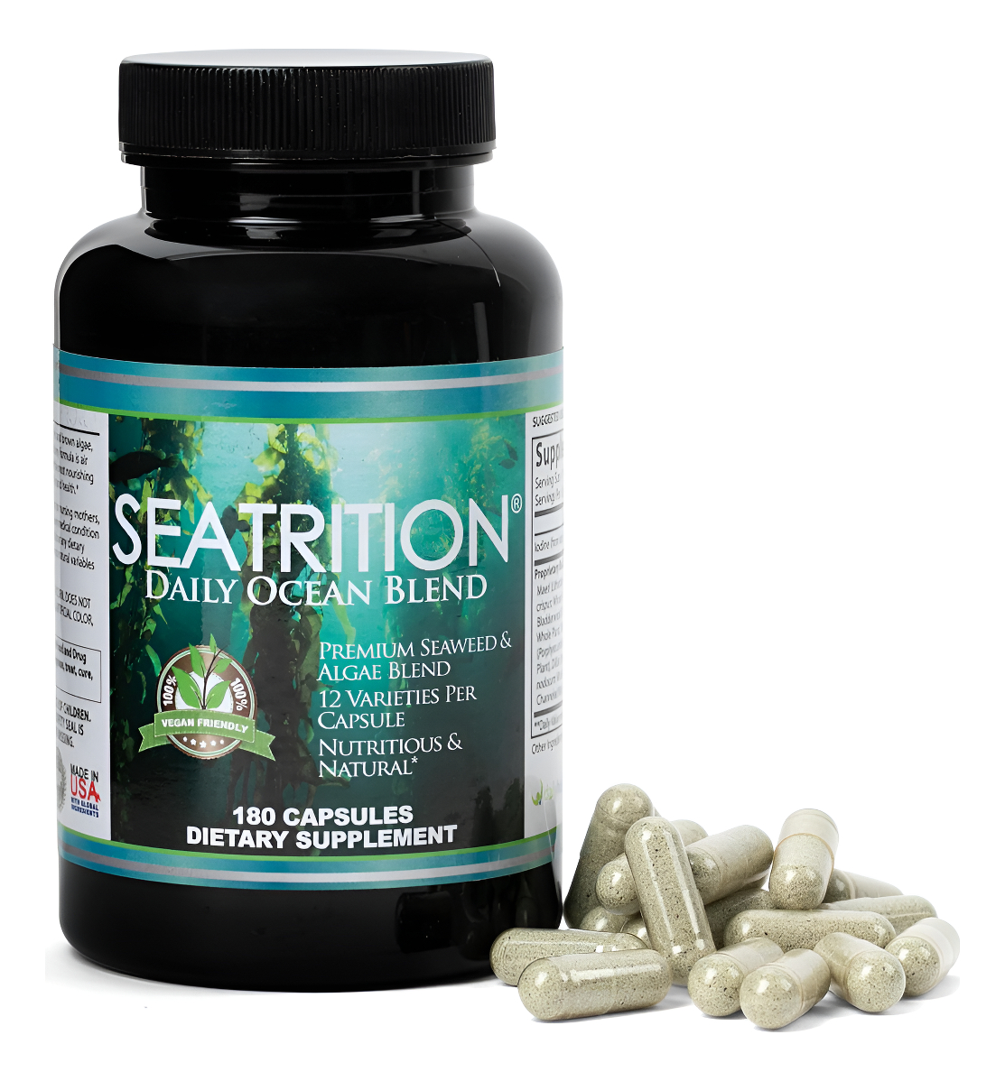 Seatrition - Apoyo Inmunitario Para La Tiroides, 12 Plantas De Algas Enteras, Veganas, Minerales Naturales Multivitamín