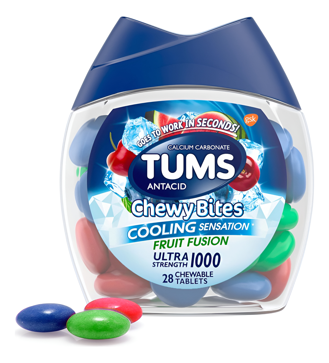 Tums Chewy Bites 28 Tabletas Masticables Antiácido