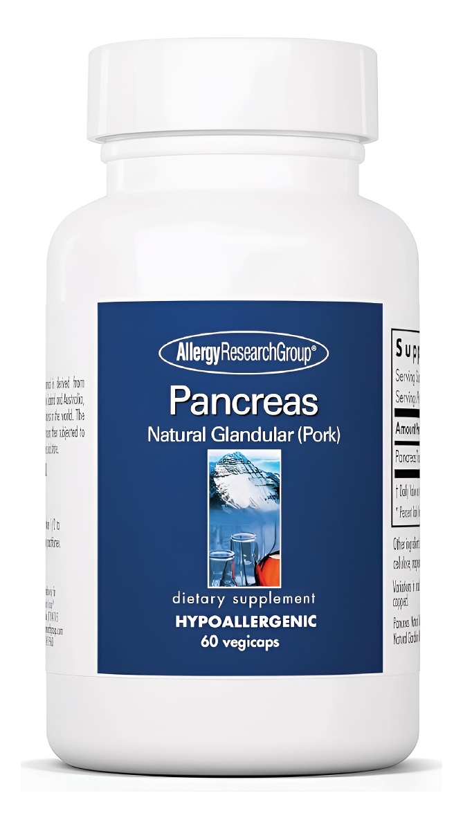 Suplemento De Páncreas De Cerdo De Allergy Research Group: 425 Mg De Enzimas Pancreáticas, 60 Cápsulas