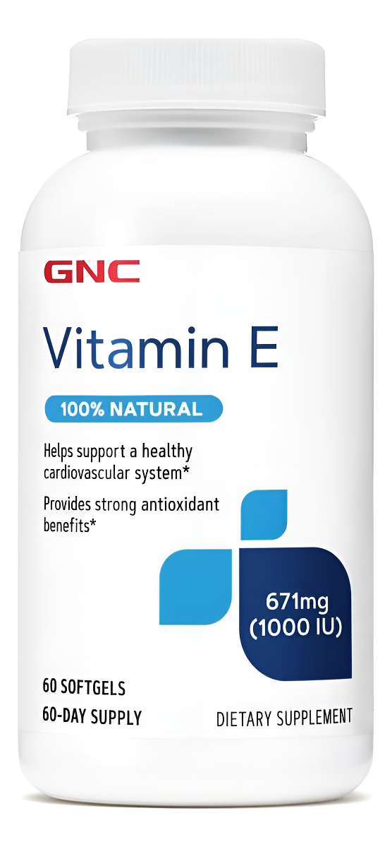 Gnc Vitamina E 100% Natural 1000iu - 60 Cápsulas Blandas