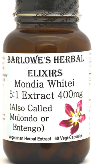 Barlowe's Herbal Elixirs Mondia Whitei Tuber 5:1 Extracto 60 400mg Vegicaps - Sin Estearato, Botella De Vidrio